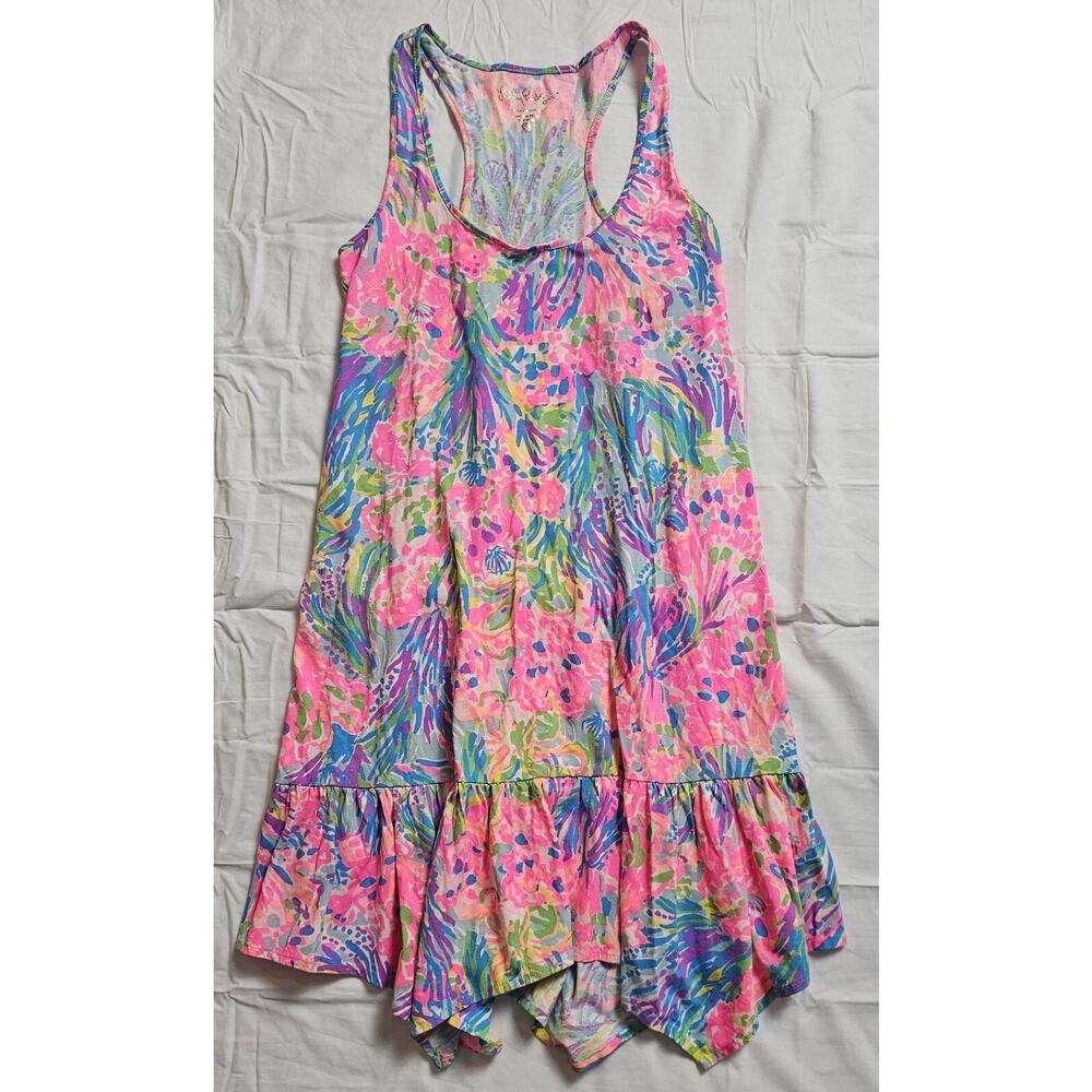 Women's XS Lilly Pulitzer Hampton Tank Dress Multi Fan Sea